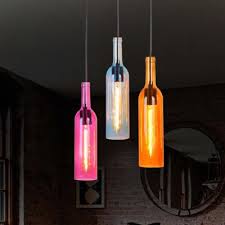 Hanging bottle solar light indoor or outdoor yard decoration. Creative Multi Color Ceiling Pendant Wine Bottle 3 5 Lights Glass Hanging Lamp For Shop Bar Takeluckhome Com