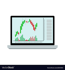 stock chart of candle stick on laptop