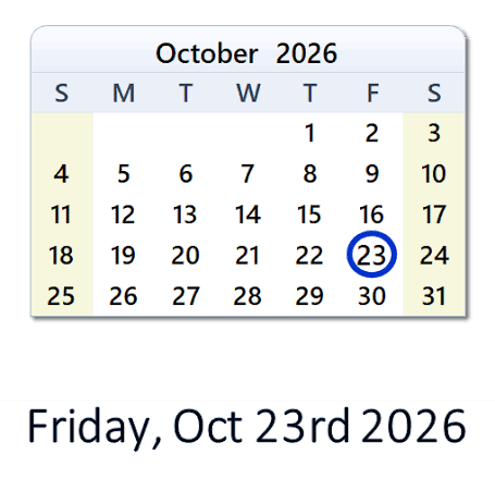 Oct 23, 2026: Holidays, Top Events, Sports & Countdown - USA
