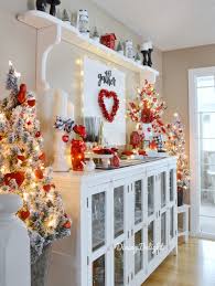 valentine decor on kitchen sideboard