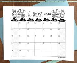 Printablejune 2020 Calendar Black And White Monthly Calendar Summer Fruity Month Calendar Spanish And English Version Instant Download In 2020 Cartoon Gift Monthly Calendar Baby Prints