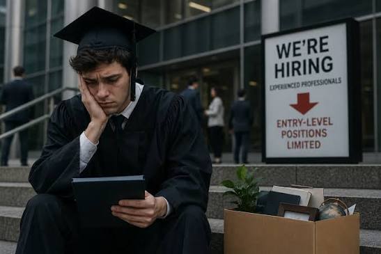 Graduate job opportunities have reportedly fallen by nearly 50% in just one  year as employers increasingly use AI to handle work once assigned to entry- level employees. The shift could reshape how young
