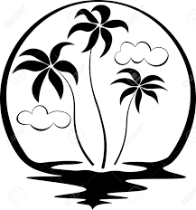 If you are looking for beach vector you've come to the right place. Three Palm Trees Surrounded By Sun And Water Beach Black And Royalty Free Cliparts Vectors And Stock Illustration Image 102004089