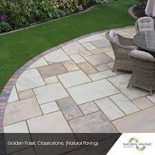 Golden Fossil Classicstone Landscape Garden Ideas Landscapes Landscaping Landscaping Ideas Driveway Block Pa Garden Slabs Garden Paving Patio Stones