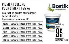 Entra hoy y descubre todas nuestras mejores ofertas y descuentos exclusivos. Offre Pigment Colore Pour Ciment 1 25 Kg Bostik Chez Brico Depot