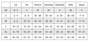 sizing chart islamic clothing verona collection