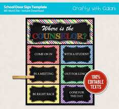School Door Sign Template Personalized Name Sign Where Is Etsy Counselor Door Sign Classroom Door Signs Sign Templates