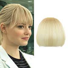It seemed so natural on them. Amazon Com Shinon Fake Bangs Clip Fringe Human Hair Clip In Bangs Hair Bangs Extension Blonde 613 Color Beauty
