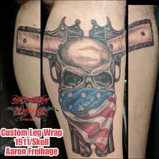 Sailor jerry's lucky 13 motif is probably the most famous set of tattoo designs that flip a bad luck symbol on its head. Tattoo Uploaded By Southern Customs Tattoo Company Custom Skull And 1911 458375 Tattoodo