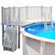 Using above ground pool decks for an inground look. Vinyl Works Above Ground Swimming Pool Resin Deck Kit Simply Fun Pools