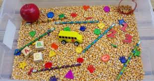 Kitchen sensory bin ideas aba. Back To School Sensory Bin Sensory Activities For Preschoolers Preschool Science Activities Kids Sensory Activities