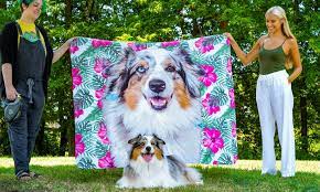 Custom dog blankets personalized pet fleece blanket painted art portrait. Custom Pet Blanket Dogs Cats Cuddle Clones