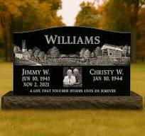 Large Companion Black Granite Headstone (Scenery Designs) / Top 42