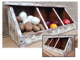 I will never put potato peelings in there again! Rustic Reclaimed Wood Divided 3 Bins Kitchen By Alleycatdesignst Vegetable Bin Potato And Onion Bin Kitchen Vegetable Storage