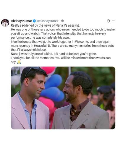 Akshay Kumar remembers Nana Patekar with a heartfelt note, cherishing the  memories they shared while working together and calling him truly one of a  kind.❤️🙏 [ Akshay Kumar, Nana Patekar, Bollywood n