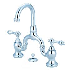 This faucet's body is made of brass and the handles are made of zinc alloy. Kingston Brass 8 In Widespread 2 Handle High Arc Bridge Bathroom Faucet In Polished Chrome Hks7991al The Home Depot