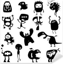 Funny Monsters Pixerstick Sticker Funny Monsters Vector Monster Monster Illustration