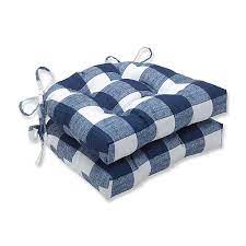 Read a book, sip lemonade or enjoy the company of friends and family as you lounge on the patio. Navy Buffalo Check Outdoor Chair Pads Set Of 2 Kirklands