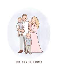 Excited To Share This Item From My Etsy Shop Custom Family Portrait Digital Portrait Custom Illust Family Drawing Illustrated Family Portrait Family Sketch