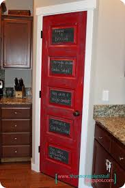red kitchen decor, kitchen pantry doors