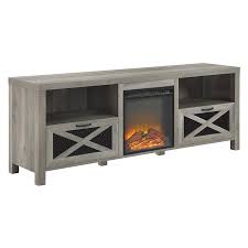 Ameriwood home lumina deluxe fireplace tv stand reg. Walker Edison 70 In W Gray Wash Led Electric Fireplace In The Electric Fireplaces Department At Lowes Com