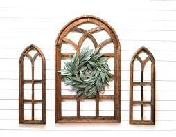 Wall Windows Farmhouse Brown Wooden Wall Window Arch Large Wood Window Frame Paradise Fields Farmhouse Brow Wood Window Frame Window Wall Decor Wood Windows