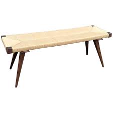 Vintage mid century modern bench. Custom Mid Century Modern Woven Rush Benches 4 Ft Mid Century Modern Bench Mid Century Bench Vintage Bench