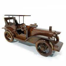 Wood Craft Miniature Classic Car Teak Wood Indonesian Handicraft Kayu Jati Antik Hiasan