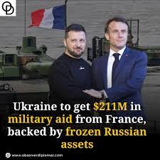 France will send €195M ($211M) in military aid to Ukraine using interest  from frozen Russian assets, says Defense Minister Sebastien Lecornu. The  package includes 155-mm artillery shells and AASM gliding bombs for