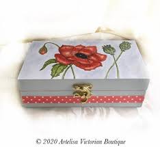 Poppy Watercolour Box Original Hand Painted Jewellery Box Floral Memory Box Ladies Glasses Case Remembrance Keepsake Chest Gift Box Hand Painted Jewelry Painted Jewelry Memorial Keepsakes