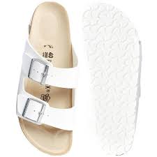 Birkenstock Arizona White Leather Birkenstock Arizona White Birko Flor Narrow Fit Flat Sandals White Strappy Sandals White Leather Sandals Birkenstock Arizona White