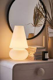 An eclectic mix of statement lighting for the table. Ansel Extra Large Glass Table Lamp Urban Outfitters