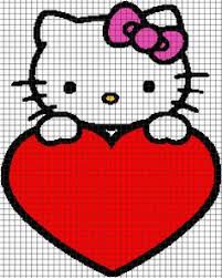 Hello Kitty Holding Heart Chart Graph And Row By Row Written Crochet Instructions 11 Yarnloveaffair Com Hello Kitty Crochet Hello Kitty Hello Kitty Blanket