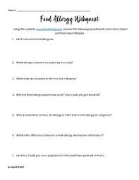 Millions of adults in the united states believe that they have a food allergy, but new research suggests that only around half of them actually do. Food Allergy Webquest By Kjerstine S Class Teachers Pay Teachers