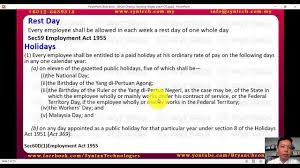 An act to provide for the conduct of elections to the houses of parliament and to the house or houses of the legislature of each state, the 8[(h) public holiday means any day which is a public holiday for the purposes of section 25 of the negotiable instruments act, 1881 (26 of 1881) Bryan Cheong Employment Act Wages Leave Overtime Youtube
