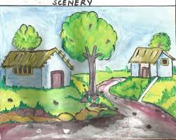Lovely Village Painting Art By Kids The kids always collect nature treasures when we step outside the house so we decided to use their finds and some natural craft supplies to paint some nature collages. lovely village painting art by kids