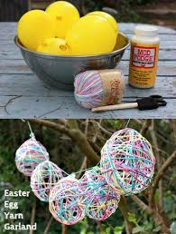 Easy Easter Garland Made With Yarn Eggs Mod Podge Rocks Easter Garland Easter Kids Easter Diy