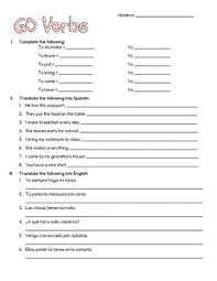 Go Verbs Verb Practice Spanish Lesson Plans Verb