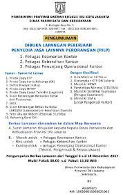 Rekrutmen lowongan kerja terbaru dinas kebudayaan dan pariwisata kota bandung tahun 2020. Syarat Melamar Kerja Di Dinas Pariwisata Berbagi Lamaran