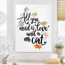 Glasbild All You Need Is Love An A Cat In 2020 Wandspruche Zitat Wand Spruche