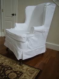 Slip Covered Wing Back Chair Casual Chic Cottage Slipcovers For Chairs Furniture Slipcovers Rocking Chair Cushions