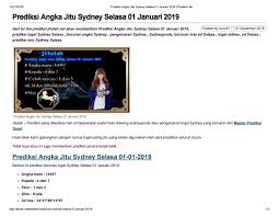 Prediksi Angka Jitu Sydney Selasa 01 Januari 2019 By Angelina1310 Issuu