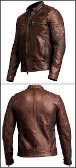 Good Offer For Bikers Rasouk Sell Men Biker Vintage Cafe Racer Distressed Brown Cafe Racer Leather Jacket Motorcycle Jacket Outfit Distressed Leather Jacket