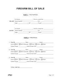 Free Firearm / Gun Bill Of Sale Form - Pdf | Word