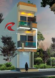 3d Narrow House Designs Gallery Rc Visualization Structural Plan And Elevation Desig Small House Elevation Design Small House Front Design House Outer Design