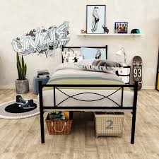 If you don't have a boxspring, look for a frame with more slats to support your. Easy Assembly 12 7inch High Metal Platform Bed Frame With Bowknot Headboards Size Twin Walmart Com Walmart Com