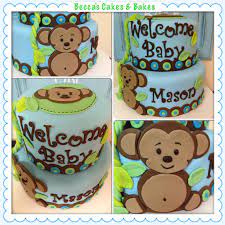 Pin By Becca Lollar On Becca S Cakes And Bakes Baby Shower Cakes Monkey Baby Shower Baby Shower Cakes For Boys
