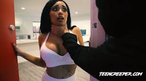 Robber in mask ties up and fucks two pretty hot teens and cums on their  faces