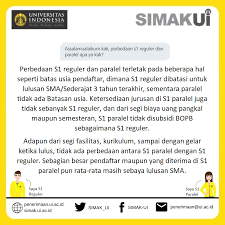 Jika hanya memilih 1 prodi tetap membayar rp400.000. Simak Ui Perbedaan S1 Reguler Dan Paralel Terletak Pada Facebook