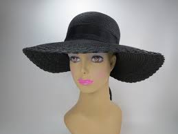 Nicole Marciano Black Straw Hat Vintage Wide Brim Hat Etsy Black Straw Hat Wide Brim Hat Womens Wide Brim Hat